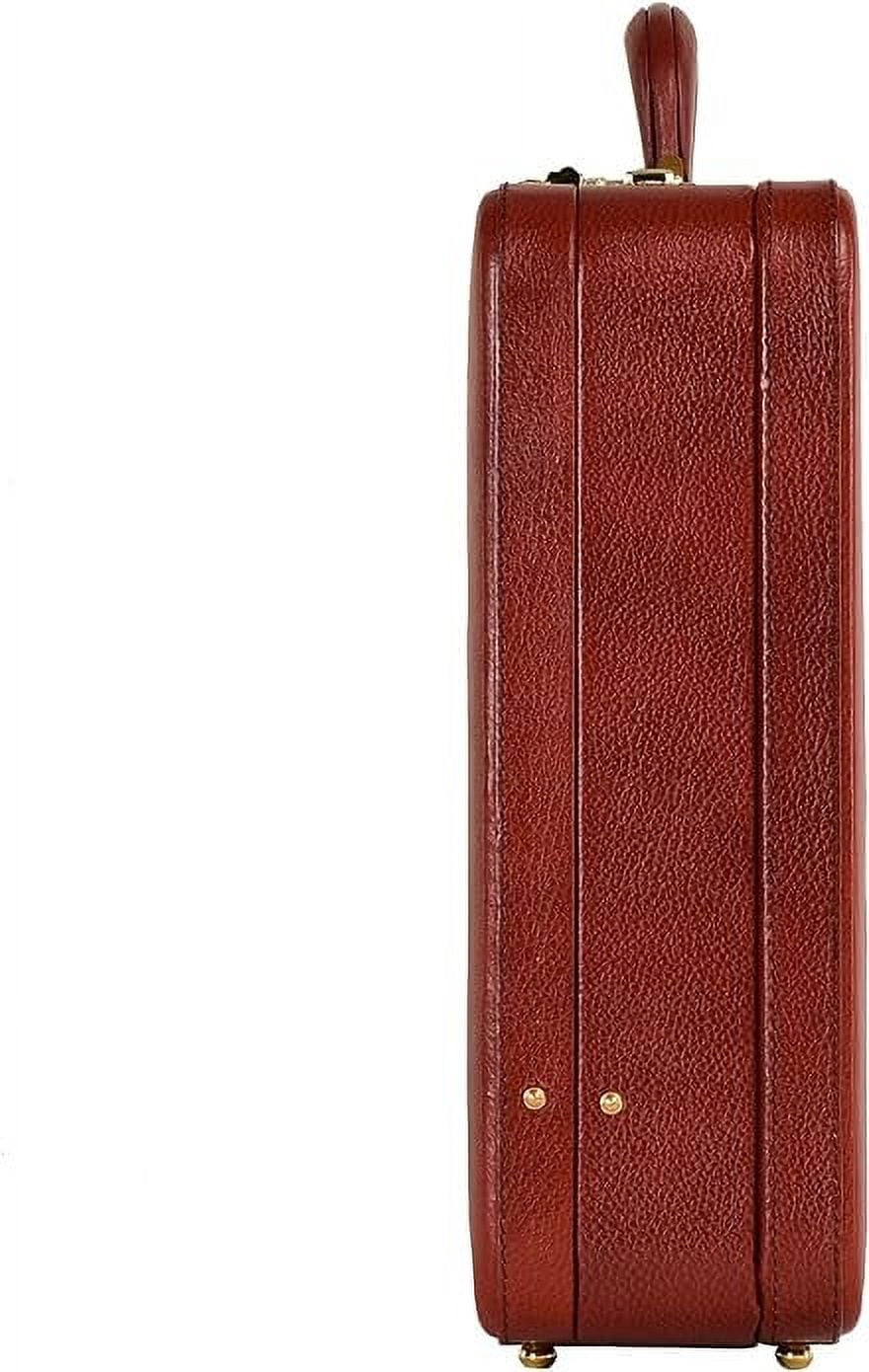 LINDSEY STREET Top Grain Leather Attache Briefcase Business Handbag Leather Expandable Briefcase for Men