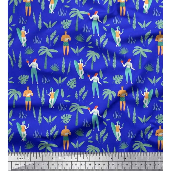 Soimoi Poly Georgette Fabric Palm Tree,Men & Women Beach Printed Craft Fabric by The Yard 52 Inch Wide