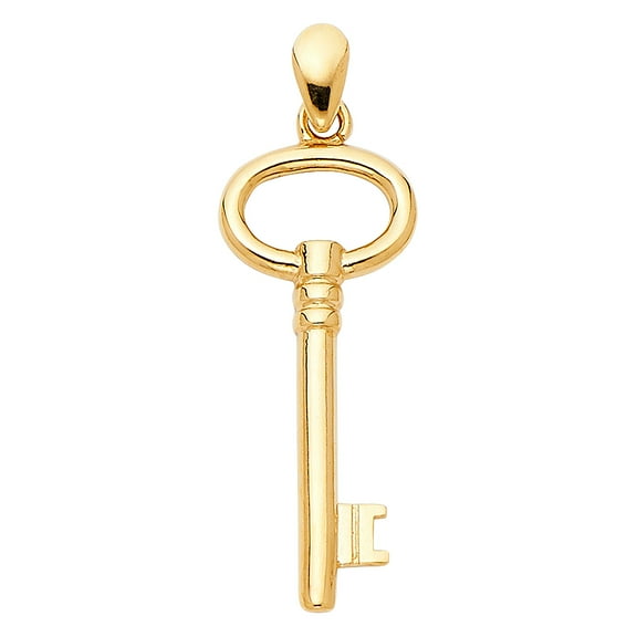 14k Yellow Gold I Love You Skeleton Key to My Heart Pendant Vintage Charm Jewelry Female Unisex