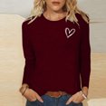 thumbnail image 2 of Besolor T-Shirts de la Saint-Valentin pour Femmes Imprimé Cœur Col Rond Manches Longues Tunique Décontractée Blouse Tee, 2 of 4