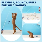 Zeze Interactive Cat Toys - Retractable Wand Toy, Simulate Fish Movement, 3Pcs with Refillable Natural Catnip
