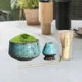 thumbnail image 4 of Juego de Matcha japonés cuenco tradicional Soporte de cerámica kit hecho a mano 4 piezas Azul Yotijar, 4 of 10