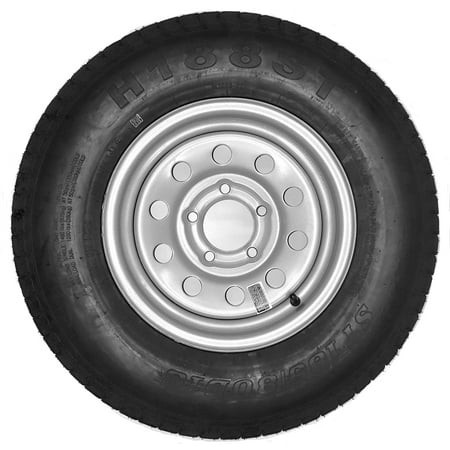 Trailer Tire + Rim ST185/80D13 185/80D-13 13 ST Silver Modular Boat Camper (Best Tires For Camber)