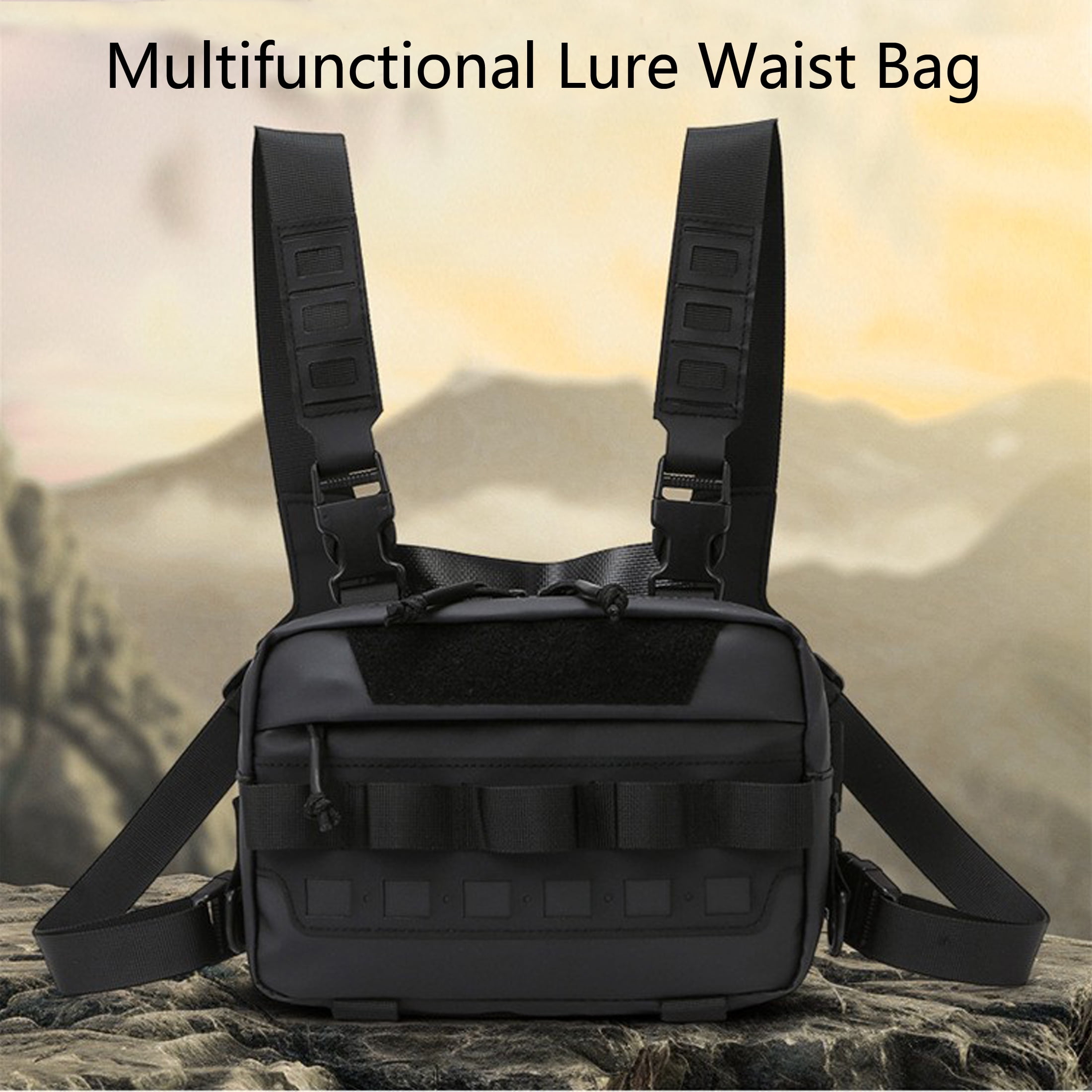 New Fishing Chest Bag, Multifunctional Camouflage Fishing and Cycling Crossbody Bag, Outdoor Sports Vest Waist Bag with Molle System