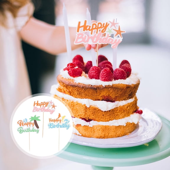 IDEANATEGRATE Beach Theme Cake Picks with , Assorted Colors, 3 Pieces for Party and Dessert Decoration