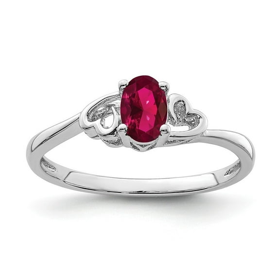 Sterling Silver Created Ruby Ring - .55 cwt - Size 6