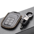 thumbnail image 4 of Vitodeco Genuine Leather Smart Key Keyless Remote Entry Fob Case Cover with Key Chain for Honda Civic, Fit, Accord, Pilot, CR-V (4 Buttons, Black), 4 of 5