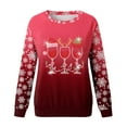 thumbnail image 4 of Wyzesi Chandails Verts pour Femmes, Mode Ouverte, Chandail à Enfiler, Hauts pour Femmes, Imprimé « Merry Noël », Chandail à Col Rond, Coupe Ajustée, Hauts à Enfiler, Décontracté, Manches Longues, Chandails d'Entraînement, Blouse Ample, 4 of 4