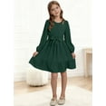 thumbnail image 3 of Hotiary 5-14Y Teens Little Girls Long Sleeve Princess Party Dress Casual Solid Color Pleated Dresses For Holiday Birthday Wedding, 3 of 8