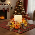thumbnail image 2 of chaungfeng 7.87 Inch Christmas Aromatherapy Candle Ring, Thanksgiving Pumpkin Berry Pine Cone Garland for Table Centerpiece, Kitchen, Home Decor, 2 of 7