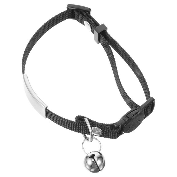 ELAYARD Breathable Black Pet Collar for Cats and Small Dogs with Bell and Id Tag