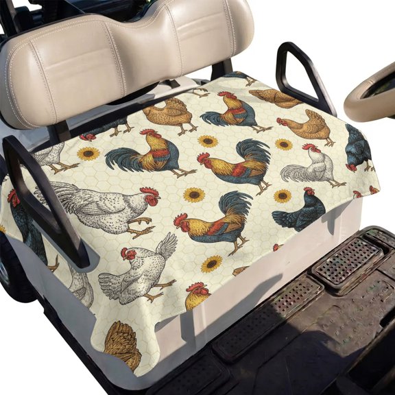 Golf Cart Seat Cover Sunflower Chicken Club Car Golf Cart Seat Covers Soft Absorbent Golfcart Towel Blanket Farmhouse AnimalRooster Golf Seat Covers for Cart Decor Fits 2 & 4 Passenger 51"x31"