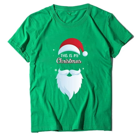 

TZNBGO T Shirts for Women Blouses Fashion 2022 Women Men Crewneck Short Sleeve Merry Christmas Printed Family Tops 861 Christmas Christmas Top Green XL Corset Tops For Women Teen Tops Gym Tops Fo49286