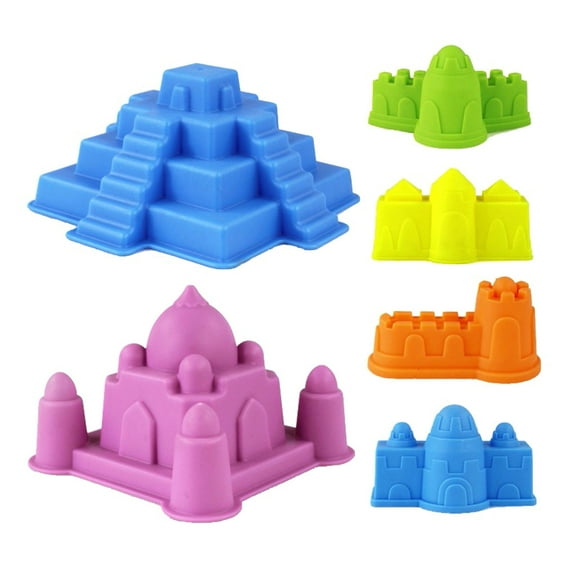 6Pcs Beach Toys, Plastic Castle Sand Molds Sand Toys Kit
