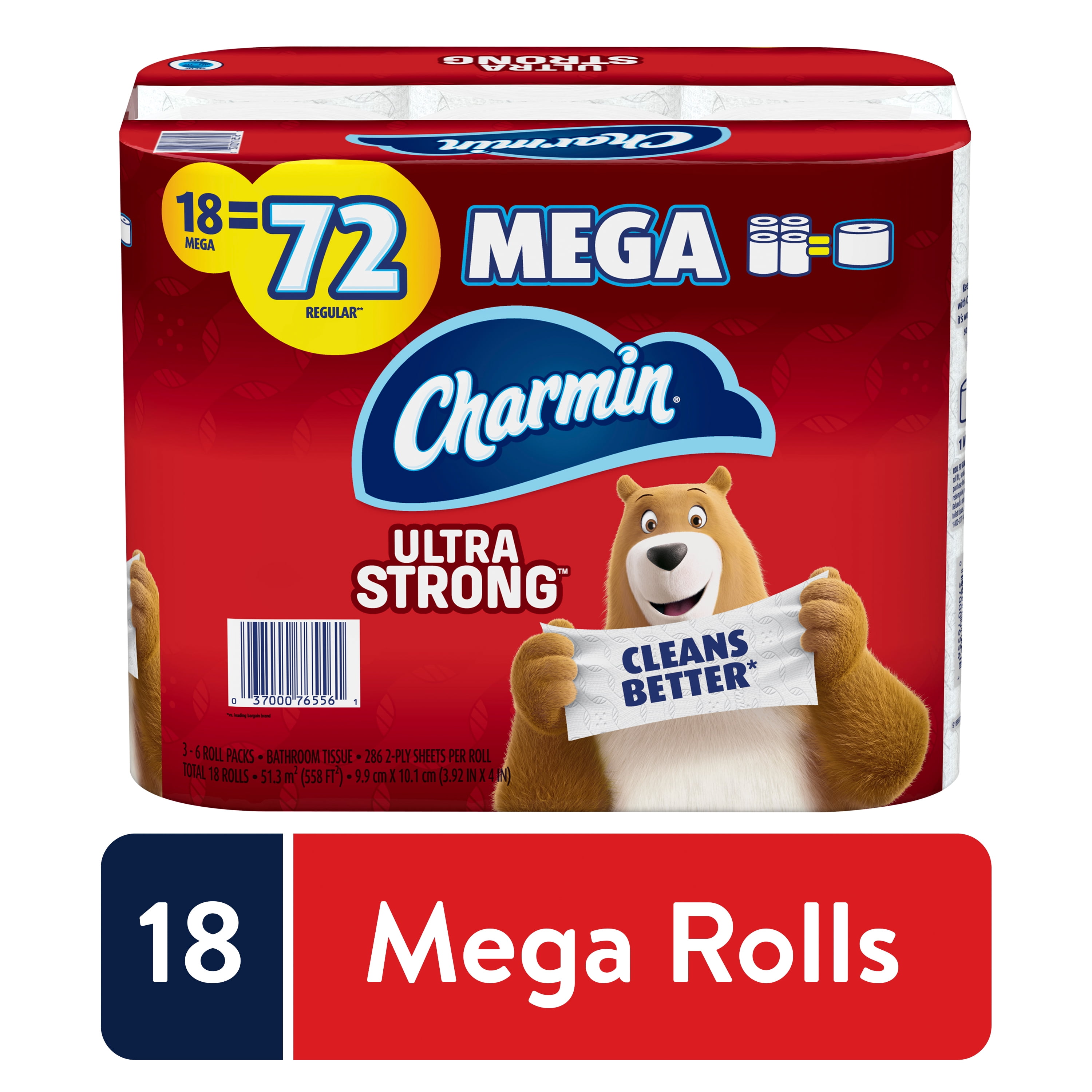Charmin Ultra Strong Toilet Paper, 18 Mega Roll, 264 Sheets per Roll