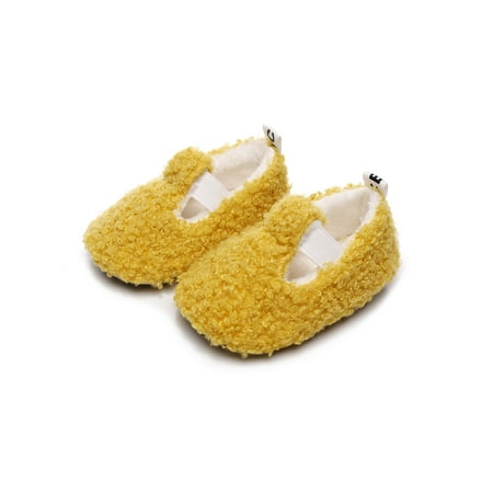 

Woobling Newborn Casual Shoes First Walker Slippers Prewalker Flats Winter Warm Cute Comfort Breathable Yellow 3C