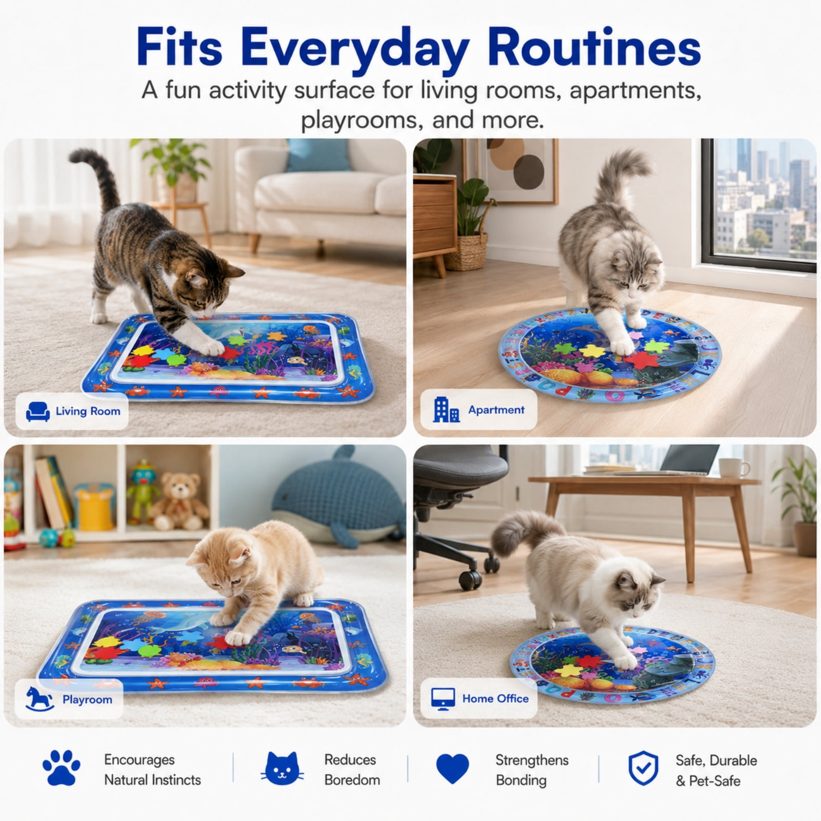Aquameow Water Cat Toy, Aquameow Cat Toy, Durable Pvc Material with Interactive Flowing Design, Dual-Chamber Air-Water Structure with Easy Assembly, Collapsible Design, Ideal for Cats