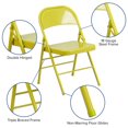 thumbnail image 2 of 2 Pk. HERCULES COLORBURST Series Twisted Citron Triple Braced & Double Hinged Metal Folding Chair, 2 of 9