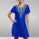 thumbnail image 1 of Puntoco Vestido De Cuello Redondo De Manga Corta Suelto Casual Estampado Estilo Étnico De Verano Para Mujer Azul L,Regalos Para Mujer Joven, 1 of 5