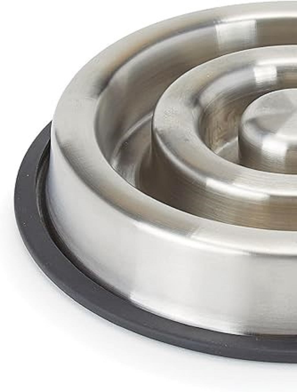 PetEdge ZW8008 12 ProSelect Stainless Steel Heavy Duty Slow Feeder Bowl with Non-Skid Ring - Small