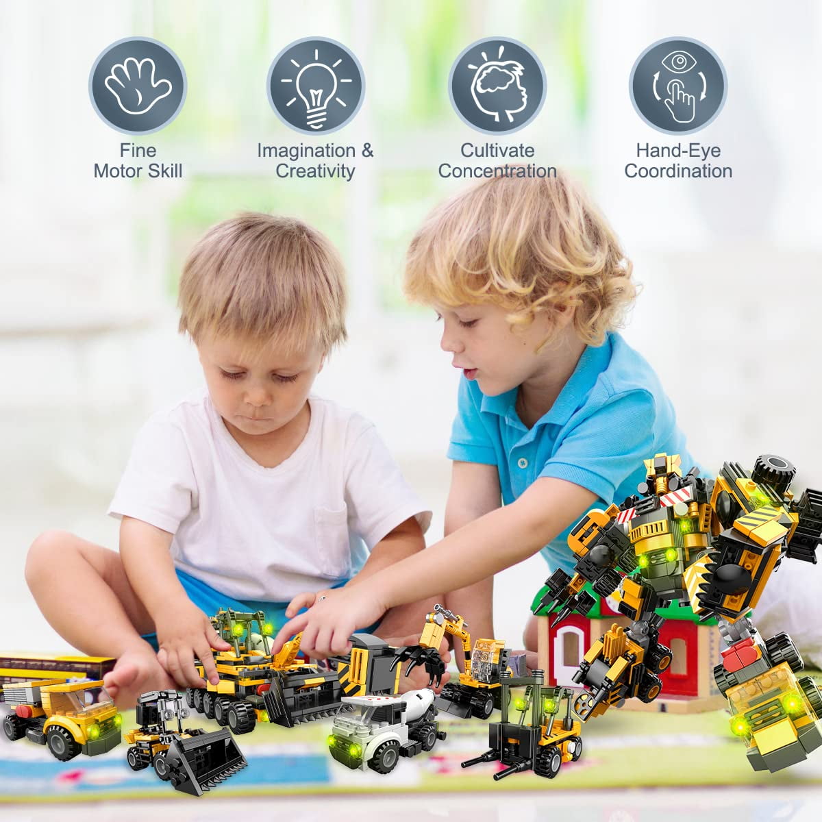 STEM Building Toys for Boys, 9 in 1 Building Blocks Set, to Build A Big Robot or 8 Vehicles, Suitable for 6 7 8 9 10 11 12 + Years Old Children (720PCS)