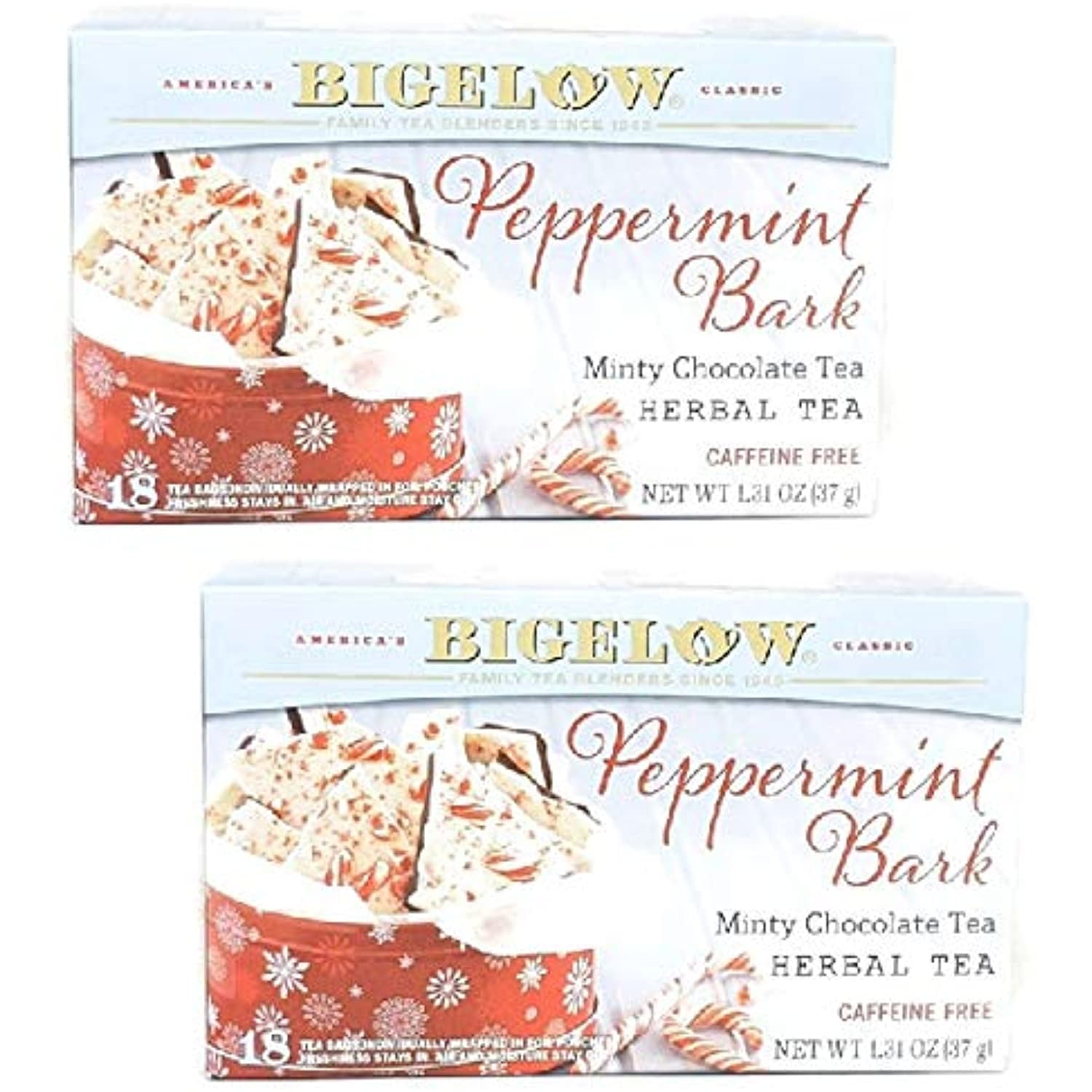 Bigelow Peppermint Bark Mint Chocolate Herb Tea (Pack Of 2)