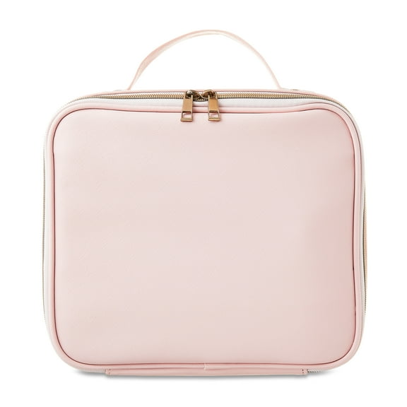 Walmart Cosmetic Organizer with LED Mirror and Adjustable Dividers, Pink/Bronze, 8.75" x 4.75" x 10", 1 Count