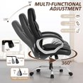 thumbnail image 4 of HYJY Office Chair High Back Computer Desk Chair, PU Leather Adjustable Height Modern Executive Swivel Task Chair with Padded Armrests and Lumbar Support (Black), 4 of 16