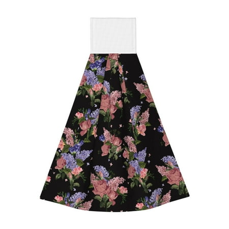 

Zufioo Bouquet Print Coral Fleece Velcro Hand Towel Hangable Absorbent Hand Towel Suitable for Kitchen Bathroom Household Items