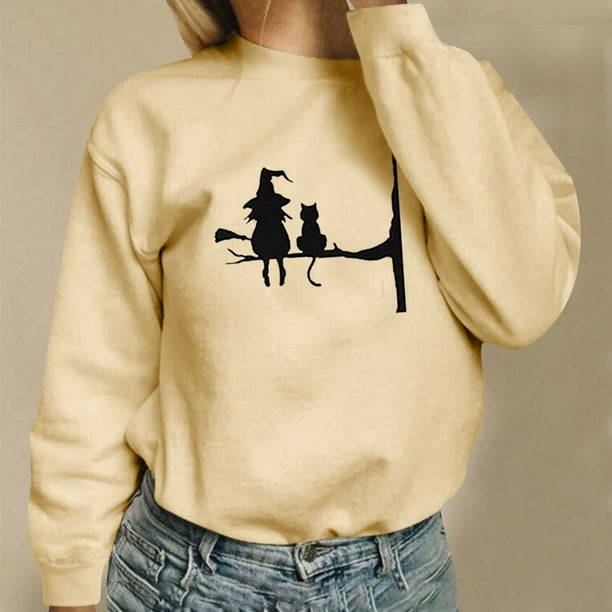 ICHUANYI Clearance Fashion Women's Casual Printing Loose Long Sleeve Ladies Sweatshirts Tops(Yellow, L) ICHUANYI WER2023081507019