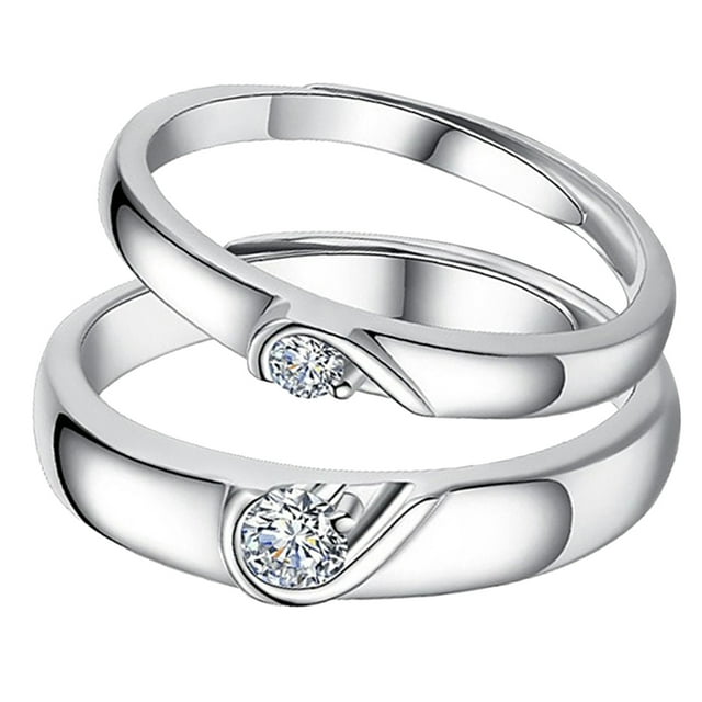 Engagement Love Matching Rings,1 Pair Heart Matching Heart Matching Rings Wedding Heart Matching Rings Enhanced Durability