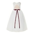thumbnail image 2 of Ekidsbridal Ivory Floral Lace Neck A-Line Keyhole Back Flower Girl Dress Dance Recital 178R7 4, 2 of 3