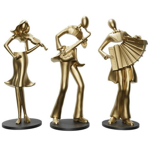 3Pcs Musician Figurine Ornament Modern Decorative Sculpture Resin Music Player Statue for Table Centerpiece Home Shelf Decor
