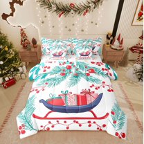 Castle Fairy Teenagers Xmas Gifts 7-Piece Twin Bedding Sets,Tree Leaves Bedding Comforter Set,Happy New Year Breathable Sheet Sets,Lightweight Room Decor