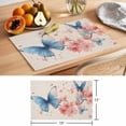 thumbnail image 6 of Blue Butterfly Placemats Set of 8 Retro Country Spring Pink Flowers Plants Place Mats Indoor Wipeable Table Mats Washable Cloth Dining Table Placemats for Kitchen Holiday Party Home Decor 13x19 Inch, 6 of 9