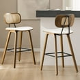 thumbnail image 3 of Foreate 26" Counter Height Bar Stools, Set of 2 with Rattan Mid-Back, Modern Wooden StoolBoucle Fabric Upholstered Bar Chair Mid Century for Kitchen Island Dining Room Office, 3 of 11