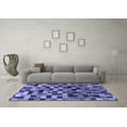 thumbnail image 3 of Ahgly Company Machine Washable Indoor Rectangle Checkered Blue Modern Area Rugs, 2' x 4', 3 of 4