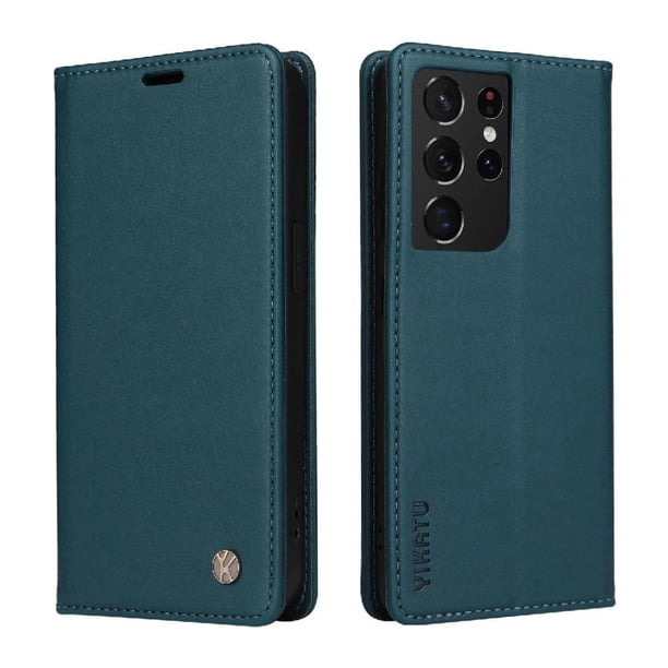 Funda para Samsung Galaxy S21 Ultra Estuche de Cuero PU Tipo Cartera con Ranuras para Tarjetas y Cierre Magnético