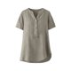 thumbnail image 2 of TaTaai Summer V Neck Casual Top, Women's Half Button Open Front Design, Linen Inspired Short Sleeve Solid Color Shirt Gift, 2 of 5