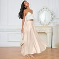 thumbnail image 6 of KDDYLITQ Satin Maxi Skirt for Women Pleated Hem Basic Skirts Silk High Waisted Flowy Skirt Elegant Trendy Long Skirts with Pocket Beige L, 6 of 6
