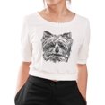 thumbnail image 1 of Terrier Dog Face Printed 100% Cotton Elbow Sleeves Croptop WTS_05 L, 1 of 1