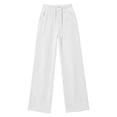 thumbnail image 5 of Women's Corduroy Wide Leg Pants High Waisted Drawstring Business Casual Trousers with Pockets Y2K Vintage Streetwear Fall Lounge Pants White, 5 of 7