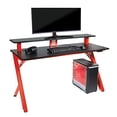thumbnail image 2 of OSP Home Furnishings Area51 Bureau de Jeu Battlestation avec Lumières DEL RVB Bluetooth, Rouge, 2 of 5