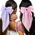 thumbnail image 5 of JIAYUEZHAO 3Pcs Big Bow Hair Barrettes,White Pink Purple Silky Satin Large Bows Hair Clip Oversized Hair Ribbons Long Tail Big Bows Hair Accessories,7.08*14.7inch, 5 of 10
