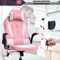 thumbnail image 4 of Dkeli Pink Massage Gaming Chair Ergonomic Office Chair W/Lumbar Support, Adjustable Racing High Back Computer Desk Chair Comfortable Seat for Women, 4 of 7