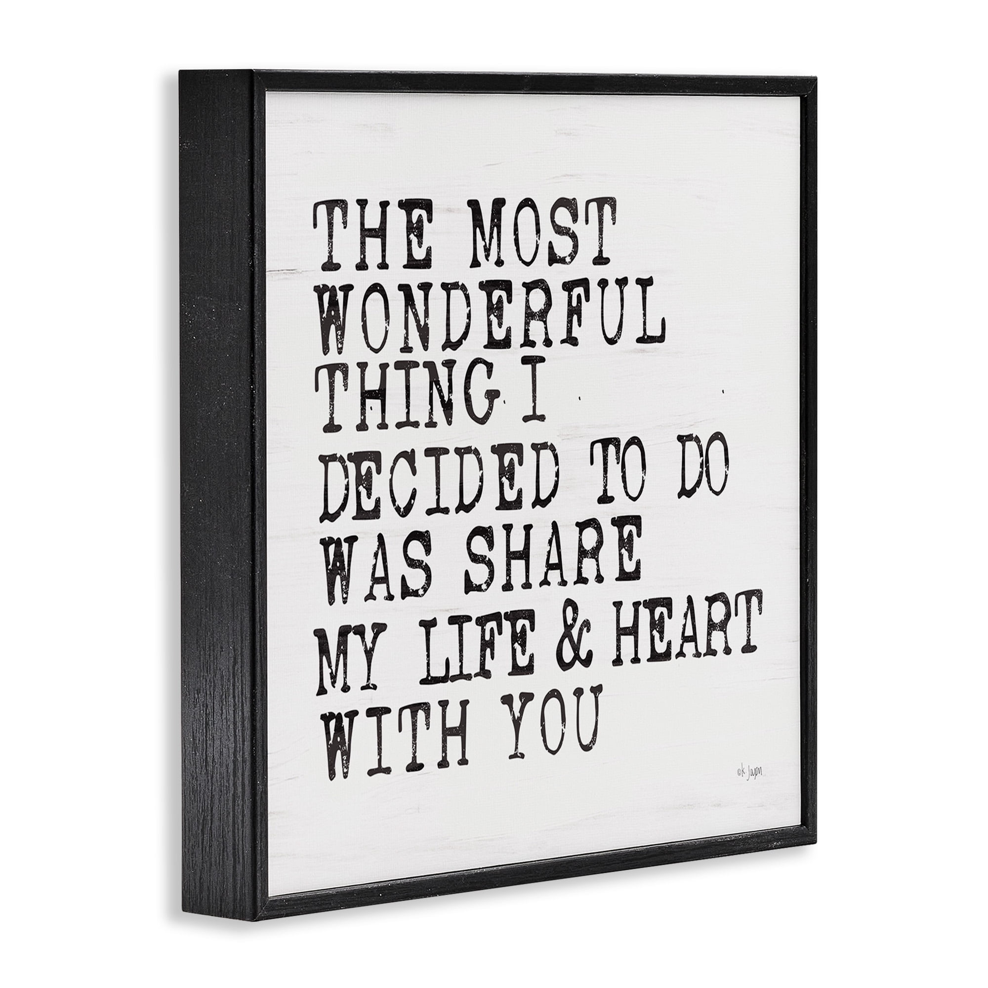 Stupell Industries Share My Heart Inspirational Typography Painting Black Framed Art Print Wall Art, 24 x 24