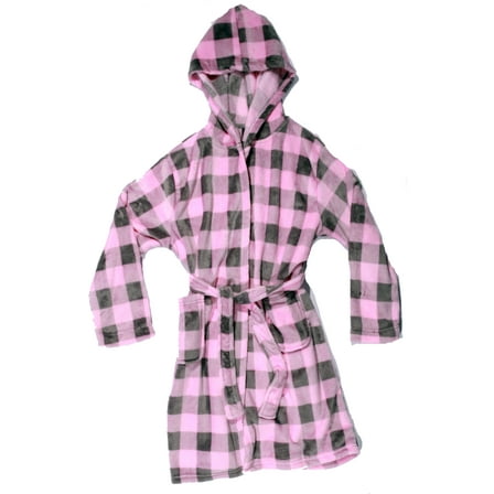 Just Love Plush Velour Buffalo Plaid Robes for Girls 75606-10195-RED-7-8