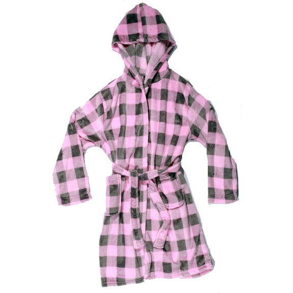 Just Love Plush Velour Buffalo Plaid Robes for Girls 75606-10195-RED-7-8