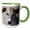 Green/White, variant on 3drose, Portrait of a Whippet, 11oz Two-tone Red Mug