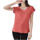 thumbnail image 2 of Pijama de manga corta para mujer, color liso, manga corta, camiseta fina con cuello en V, pijama de manga corta, blusa de poliéster para mujer, 2 of 8